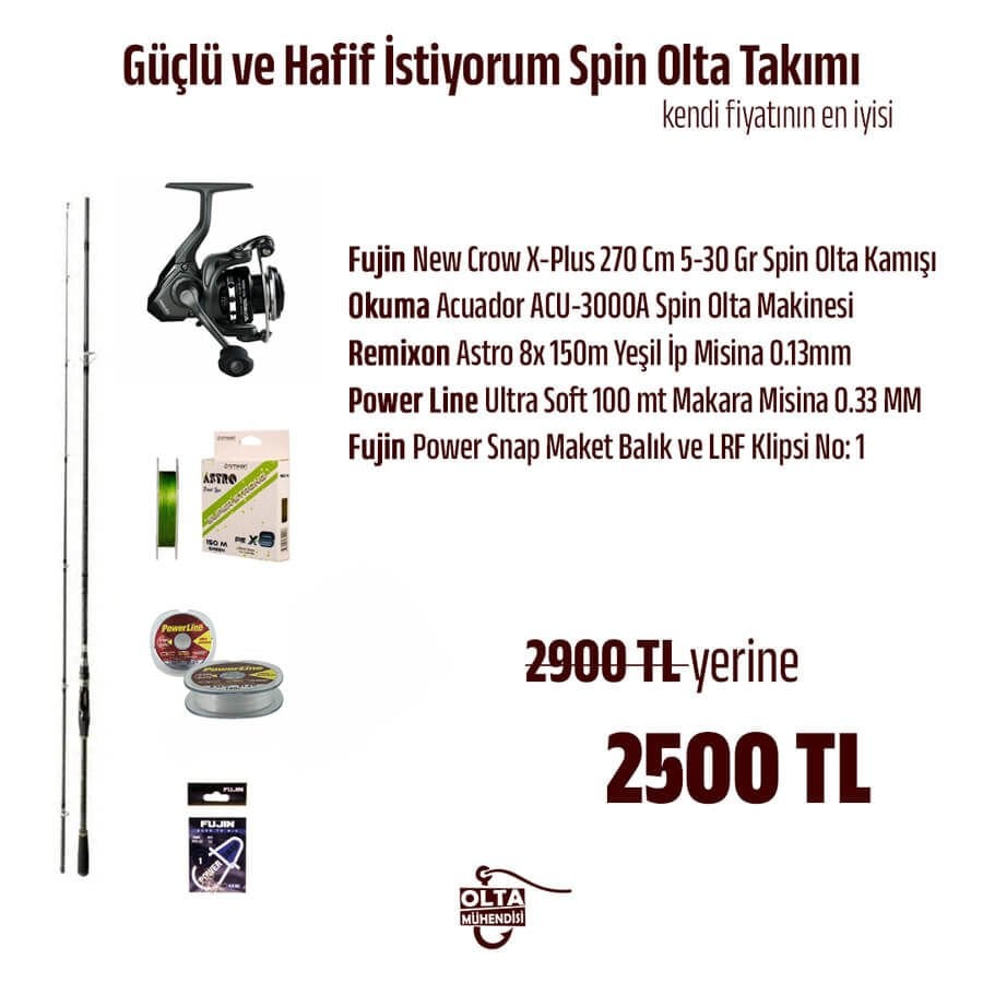 Güçlü ve Hafif İstiyorum Spin Olta Takımı