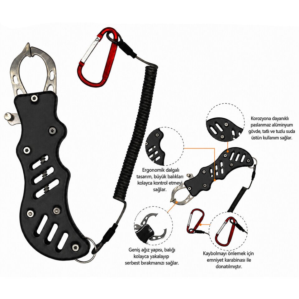 Portfish Gripper Metal Balık Tutucu - Siyah
