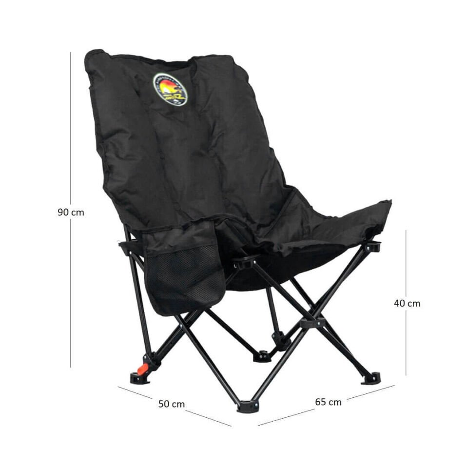 Savana Katlanabilir Bel Korumalı Siyah Kamp Sandalyesi