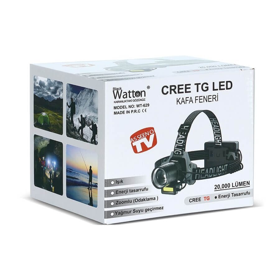 Watton WT-629 20000 Lümen Cree TG Led Şarjlı Kafa Lambası