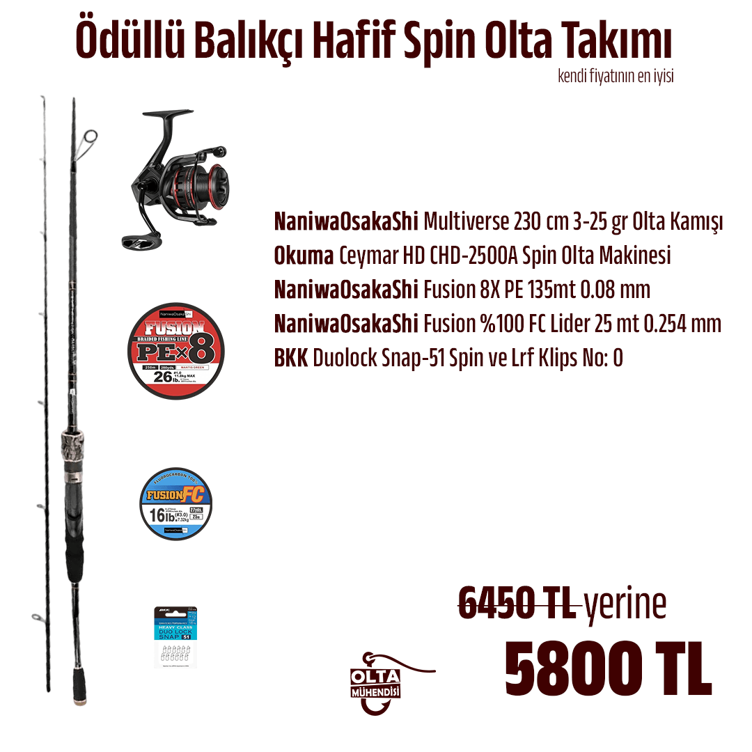 Ödüllü Balıkçı Hafif Spin Olta Takımı