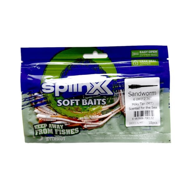 Spiinx Soft Baits Sandworm 6 cm Kokulu Silikon Yem MILKY TAN