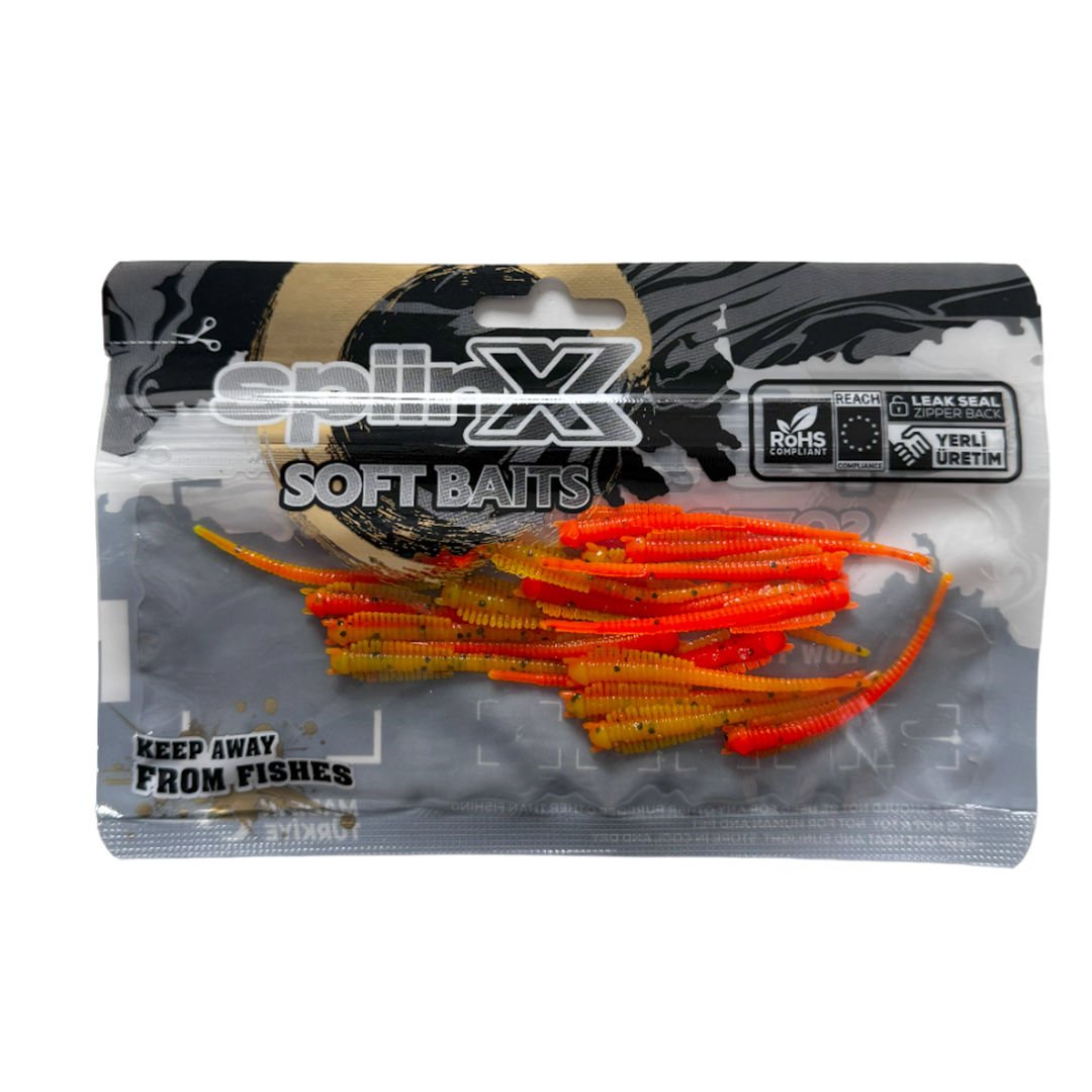 Spiinx Soft Baits Sandworm 6 cm Kokulu Silikon Yem FIRE TIGER