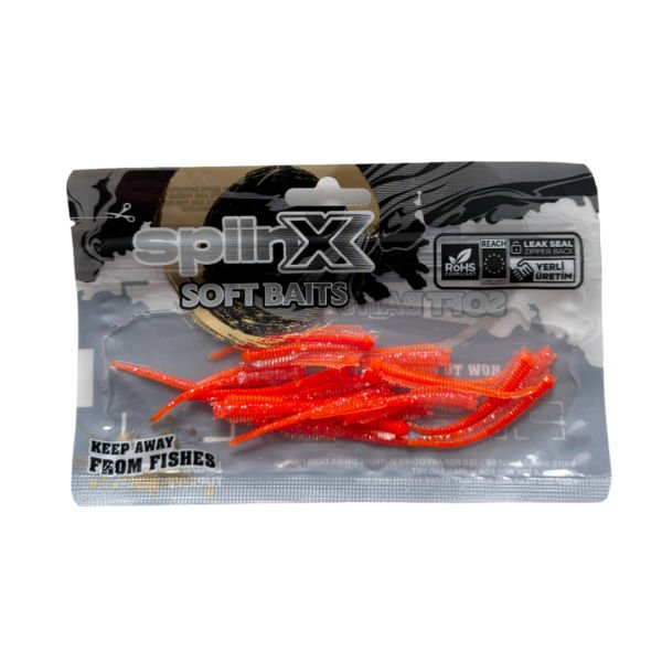 Spiinx Soft Baits Sandworm 6 cm Kokulu Silikon Yem Glow Orange Gum
