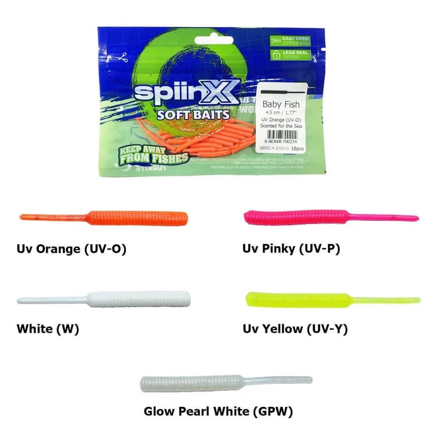 Spiinx Soft Baits Baby Fish 4.5 cm Kokulu Silikon Yem Glow Pearl White (GPW)