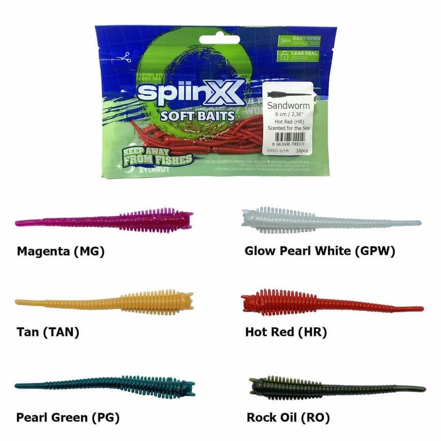 Spiinx Soft Baits Sandworm 6 cm Kokulu Silikon Yem