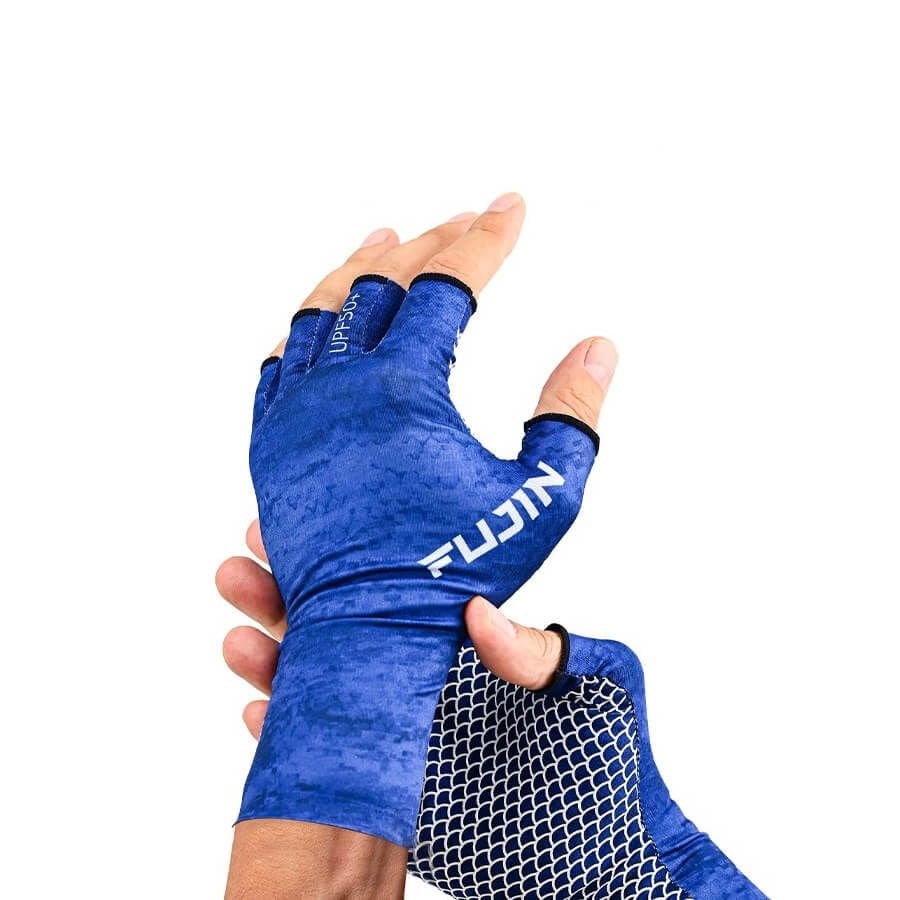 Fujin Pro Angler Summer Gloves Blue Balıkçı Eldiveni