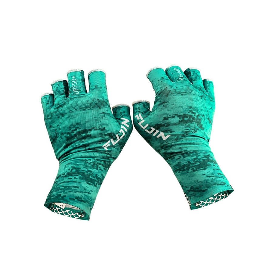 Fujin Pro Angler Summer Gloves Green Balıkçı Eldiveni