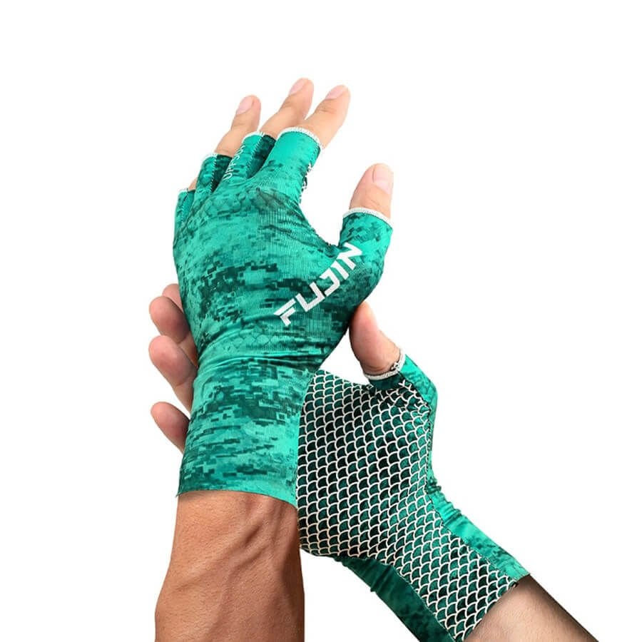 Fujin Pro Angler Summer Gloves Green Balıkçı Eldiveni