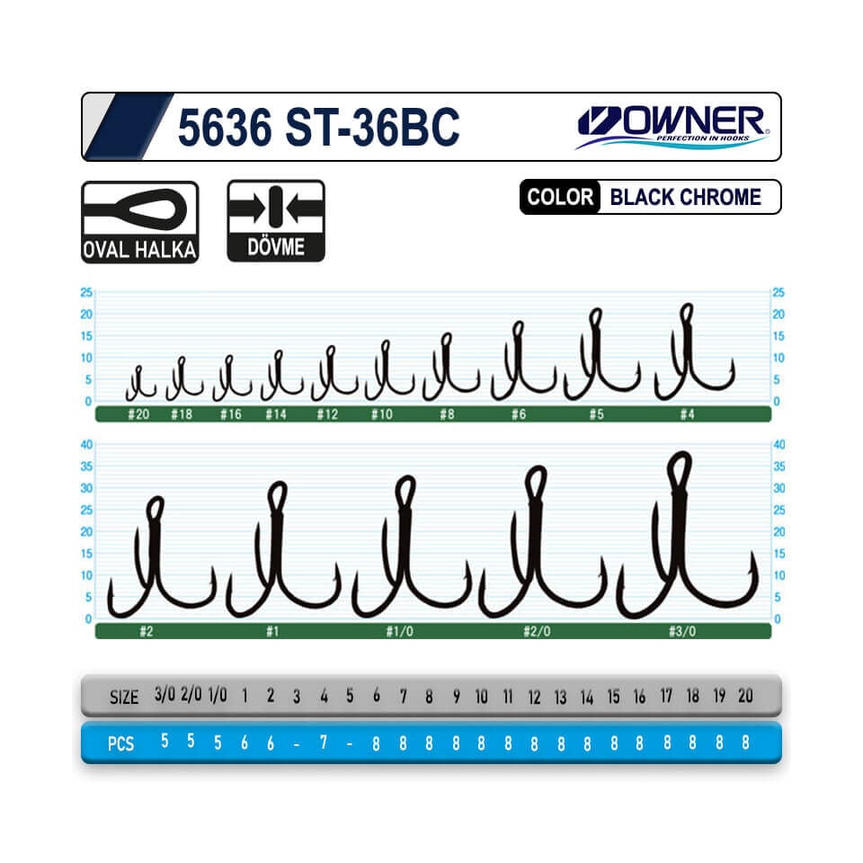 Owner 5636 ST-36BC Black Chrome Üçlü İğne