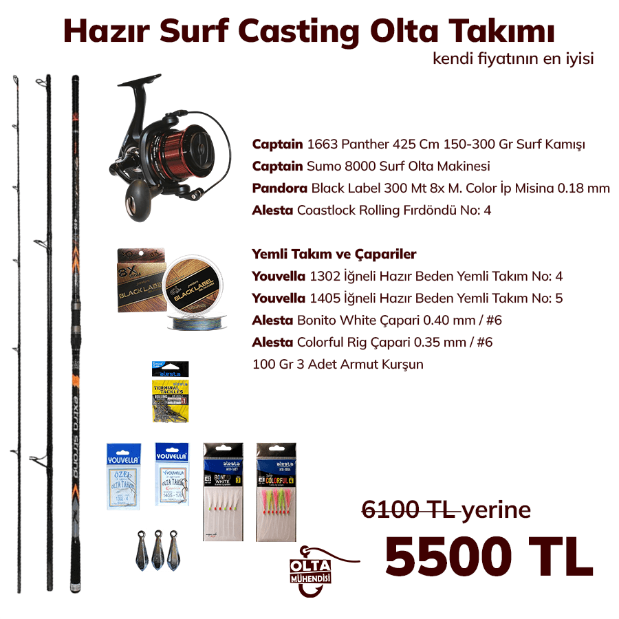 Hazır Surf Casting Olta Takımı