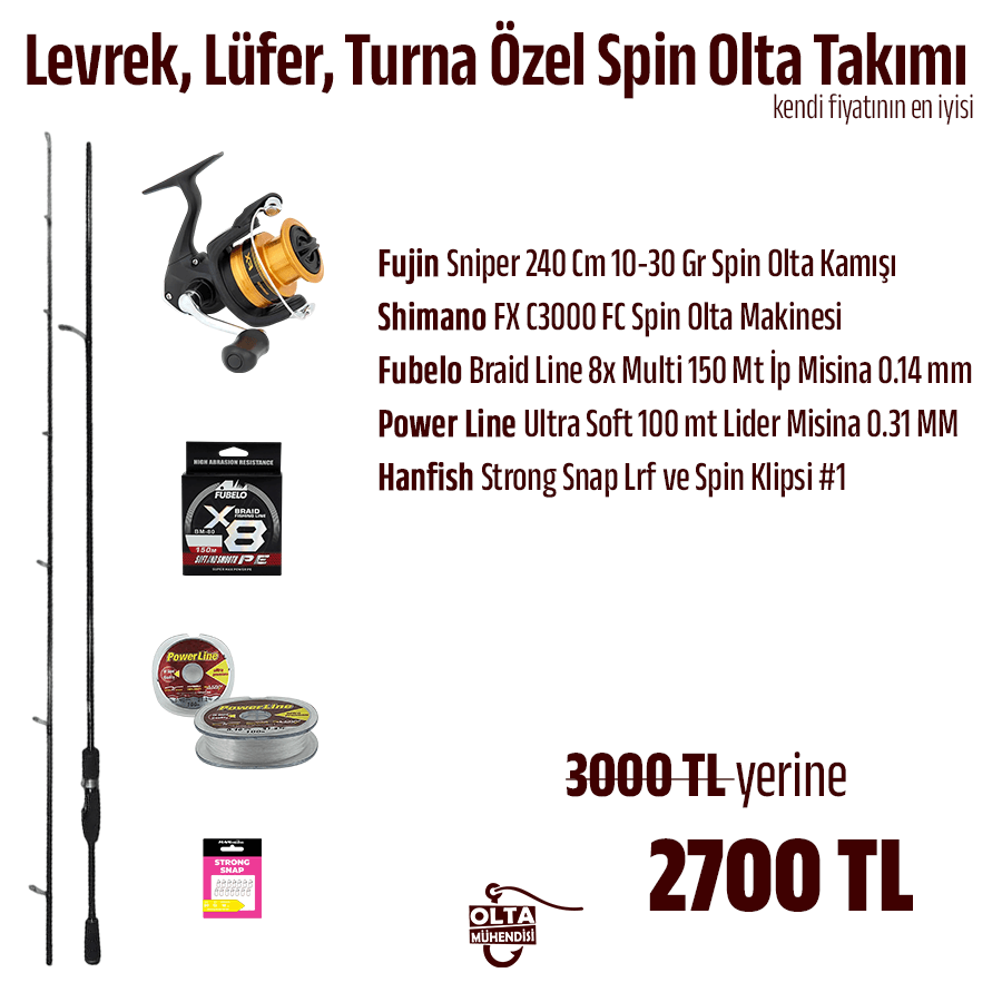 Levrek, Lüfer, Turna Özel Spin Olta Takımı