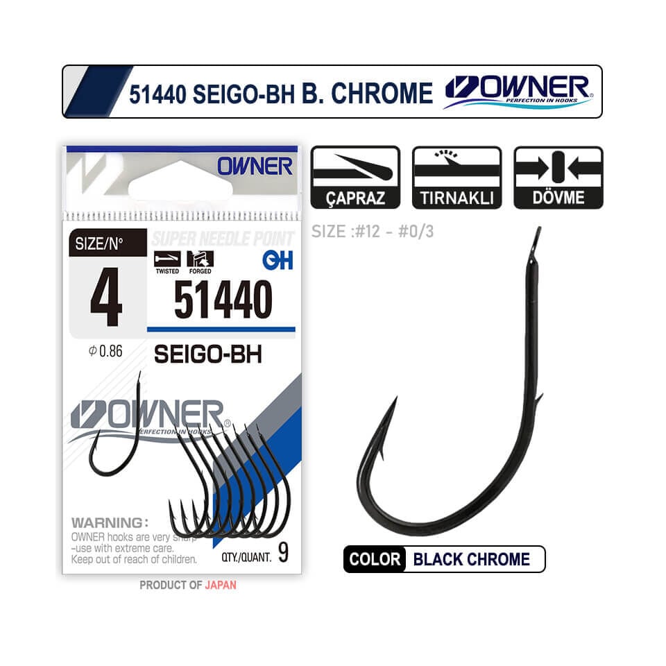Owner 51440 Seigo-BH Black Chrome Olta İğnesi