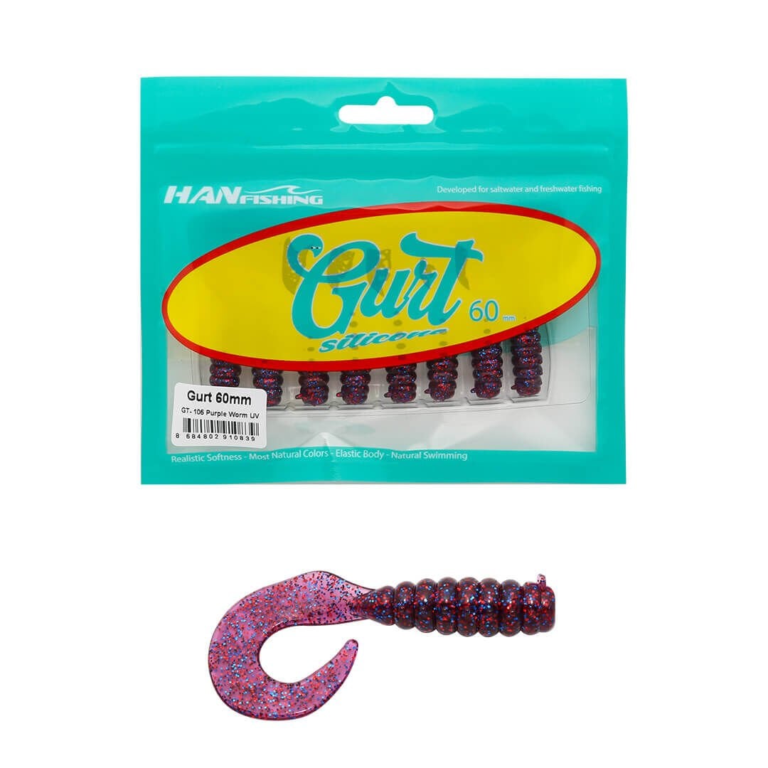Hanfish Gurt 6 Cm Silikon Yem GT-106 Purple Worm UV