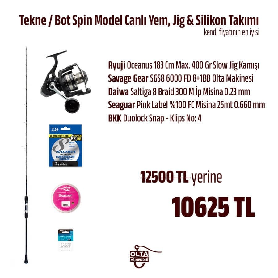 Tekne / Bot Spin Model Canlı Yem, Jig & Silikon Takımı