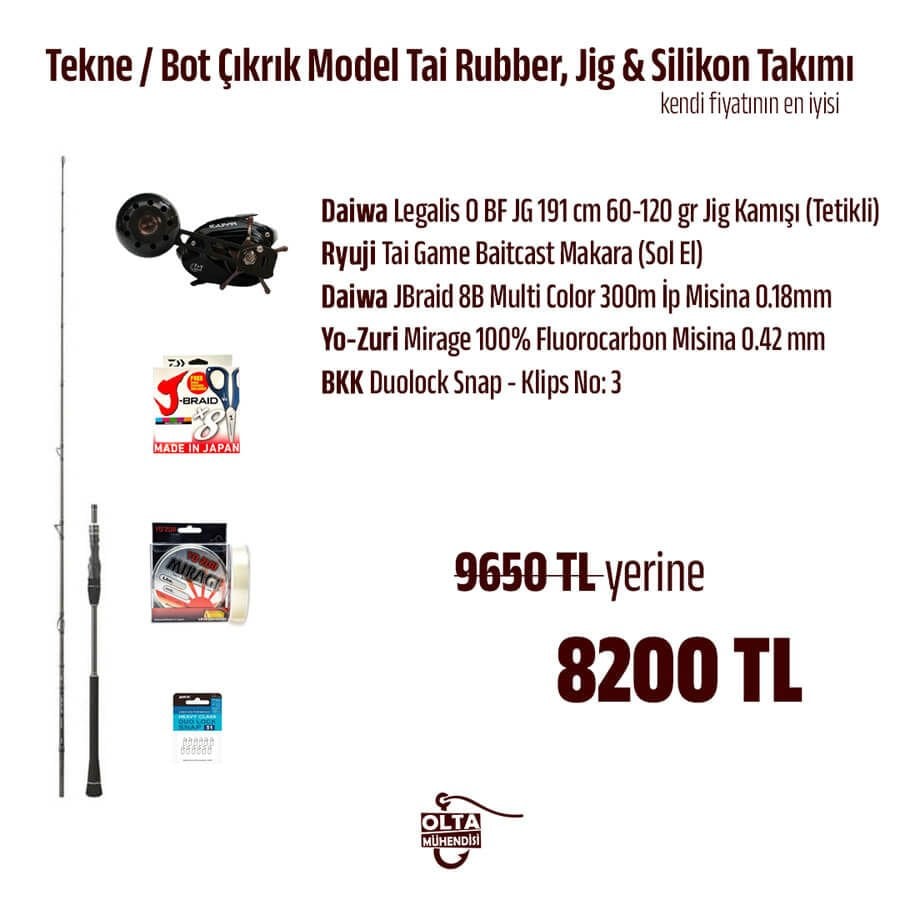Tekne / Bot Çıkrık Model Tai Rubber, Jig & Silikon Takımı